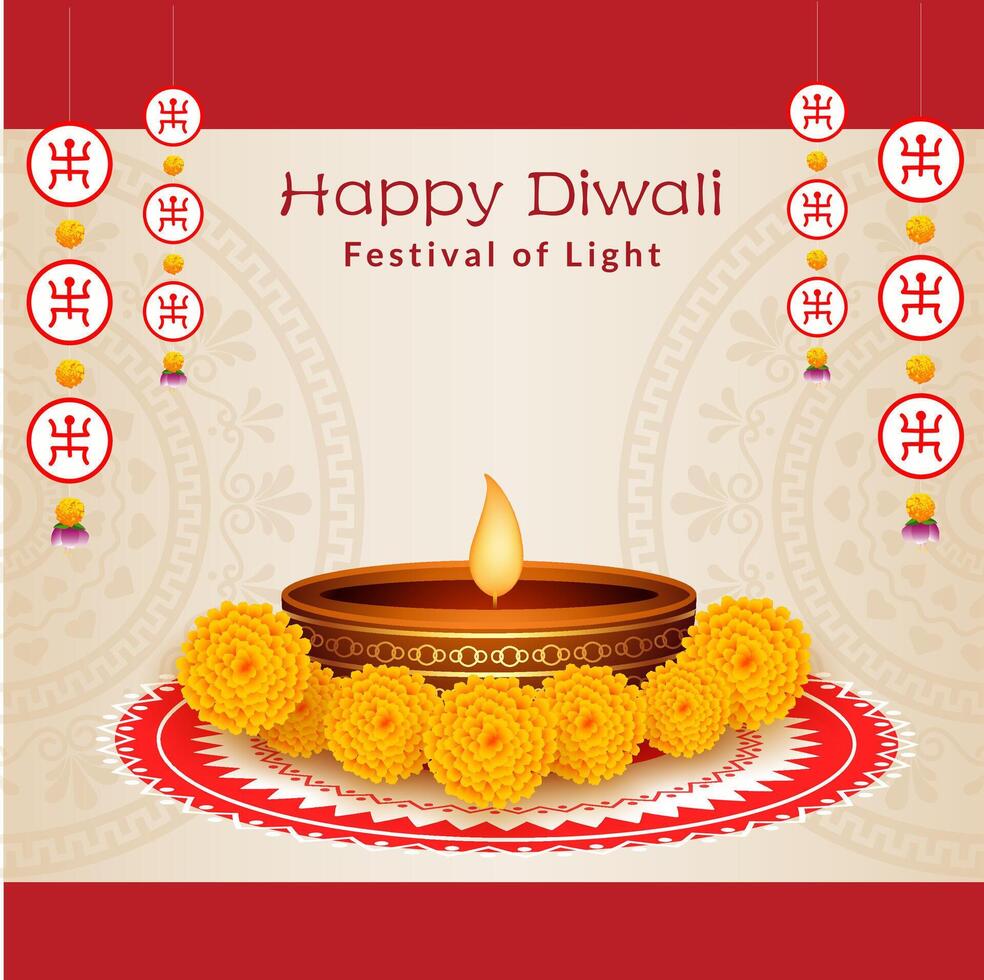 Diwali festival poster design with background vector
