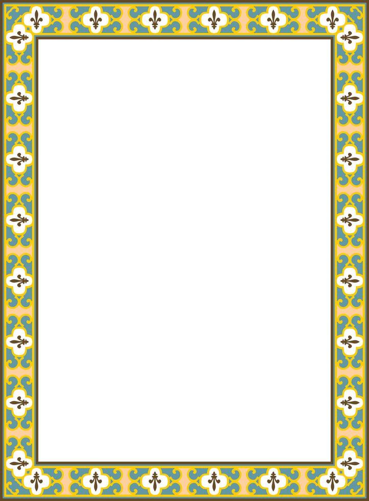 colored square classic renaissance ornament. Rectangle, european border, revival style frame vector