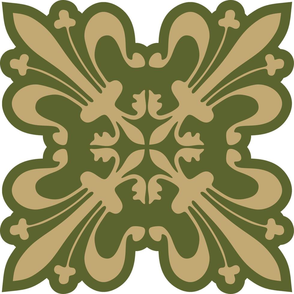 gold with green gothic ornament. Medieval European art. Traditional patterns of Catholic cathedrals. vector