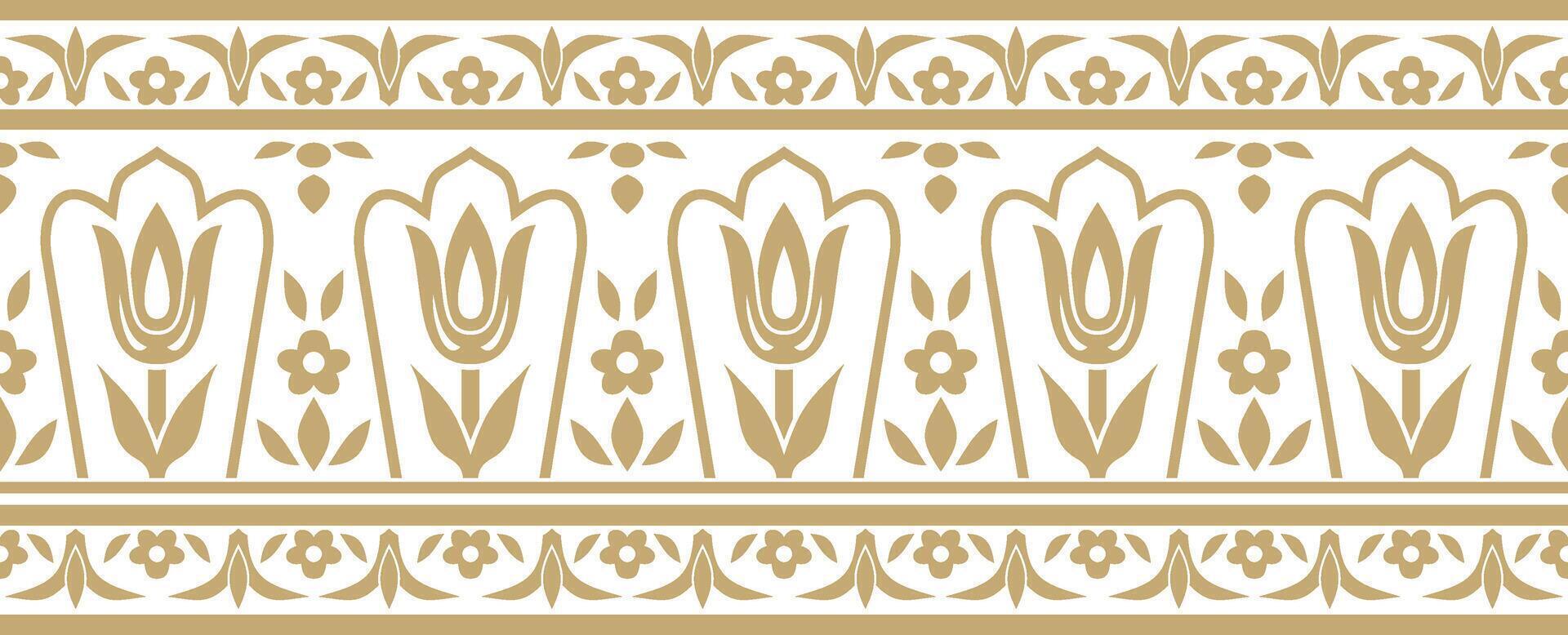 golden seamless turkish ornament. Endless ottoman national border, frame. vector