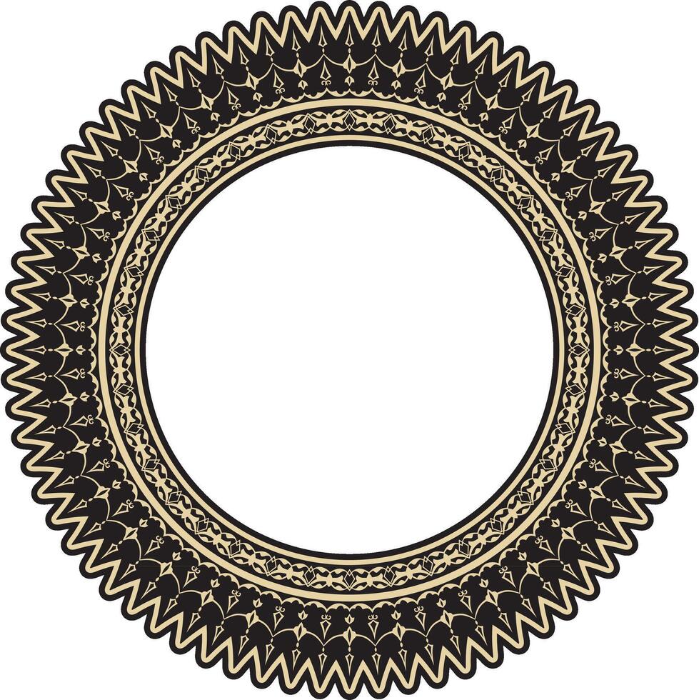 gold and black round Turkish ornament. Ottoman circle, ring, frame. vector