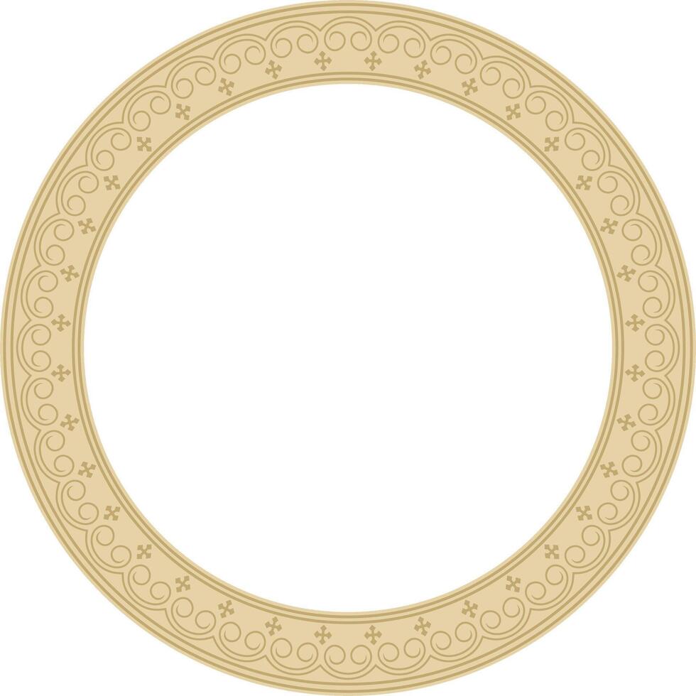 gold round Yakut ornament. Endless circle, border, frame of the northern peoples of the Far East. vector