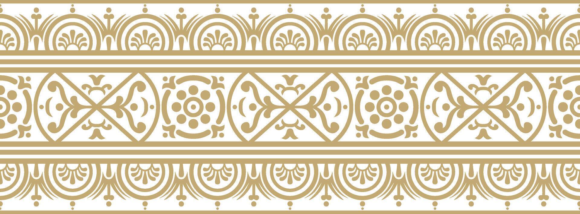 seamless gold border, Pompeii frame. Endless Neopolitan ornament. Art of Ancient Rome. vector