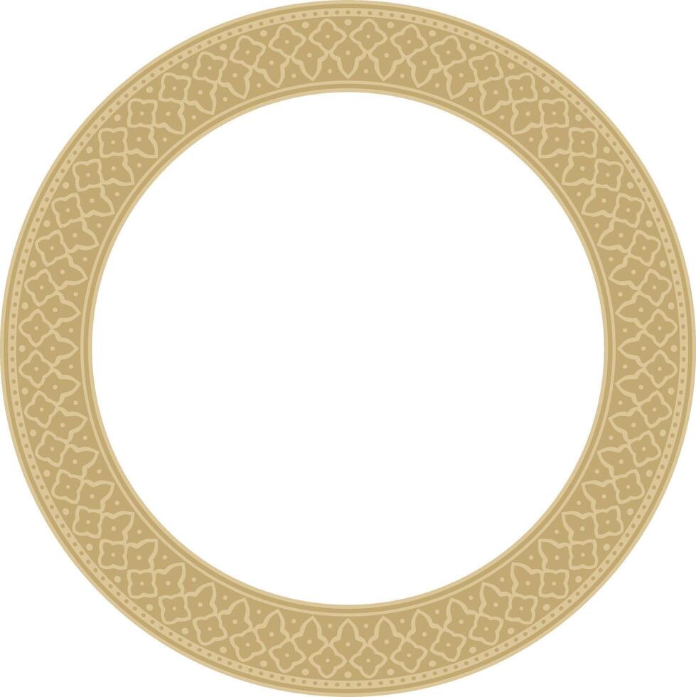 round golden national Persian ornament. Circle, ring, frame, border, ethnic pattern of the peoples of Iran, Iraq, Tajikistan vector