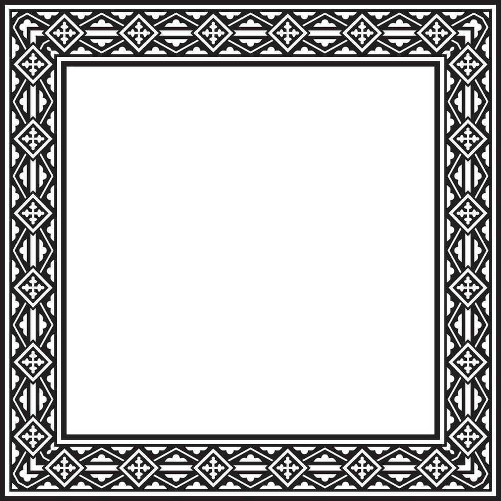 black monochrome square classic renaissance ornament. Rectangle, european border, revival style frame vector