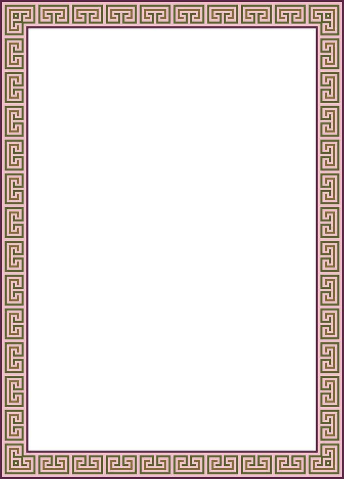 colored classic Greek square ornament. Rectangle of Ancient Greece and Roman Empire. Byzantine painting of walls, floors and ceilings. Decoration of European palaces. vector