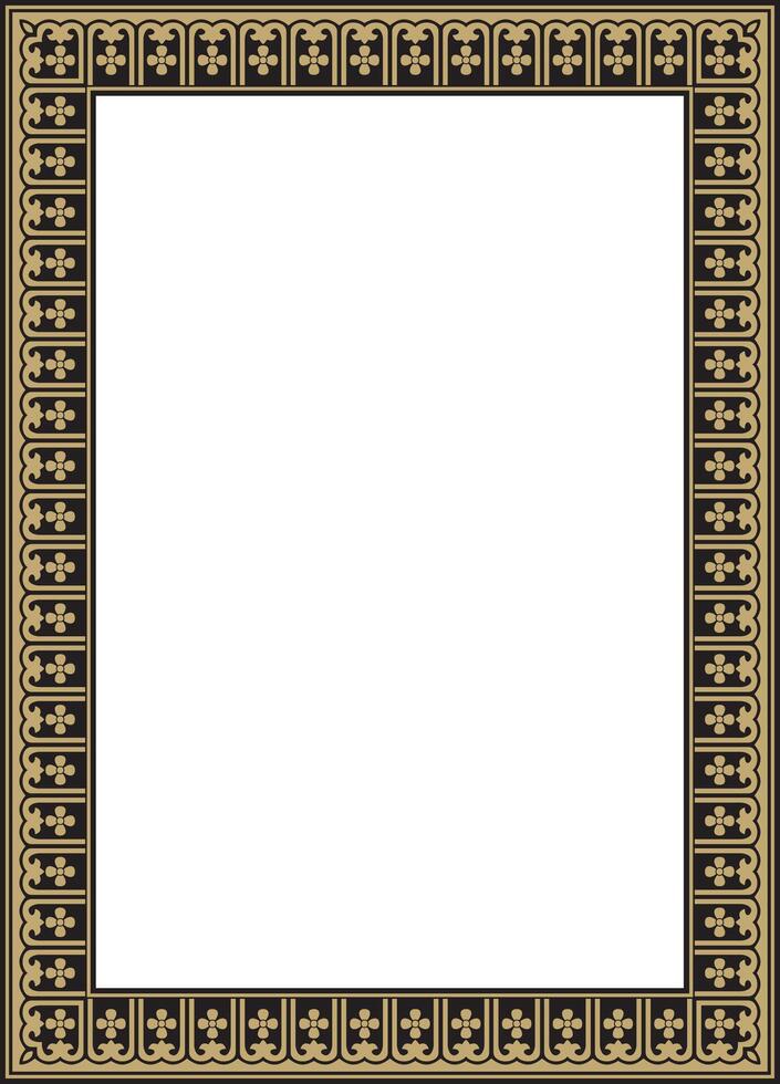golden with black Chinese rectangle, frame. Square ornaments of oriental peoples, korea, taiwan, china, hong kong, indonesia vector
