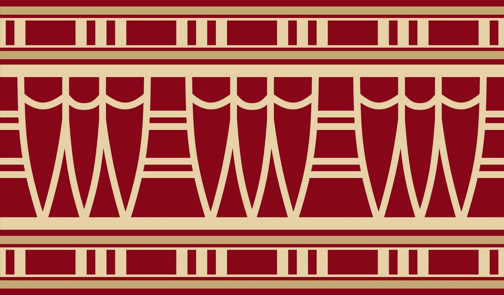 ancient golden and red egyptian seamless ornament. Endless national ethnic border, frame. vector