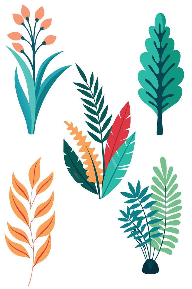Illustrated colorful different Leaf and Flower Design vector