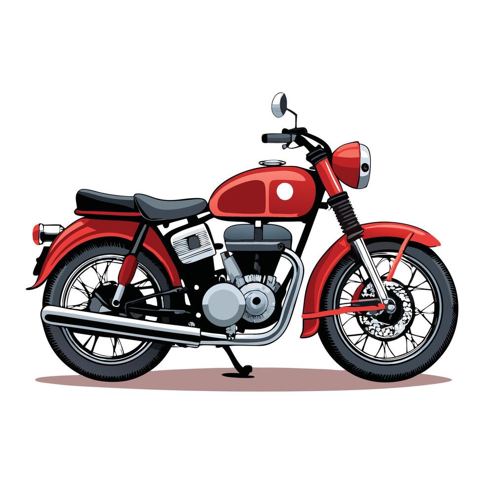 a classic red Royal Enfield motorcycle, vector
