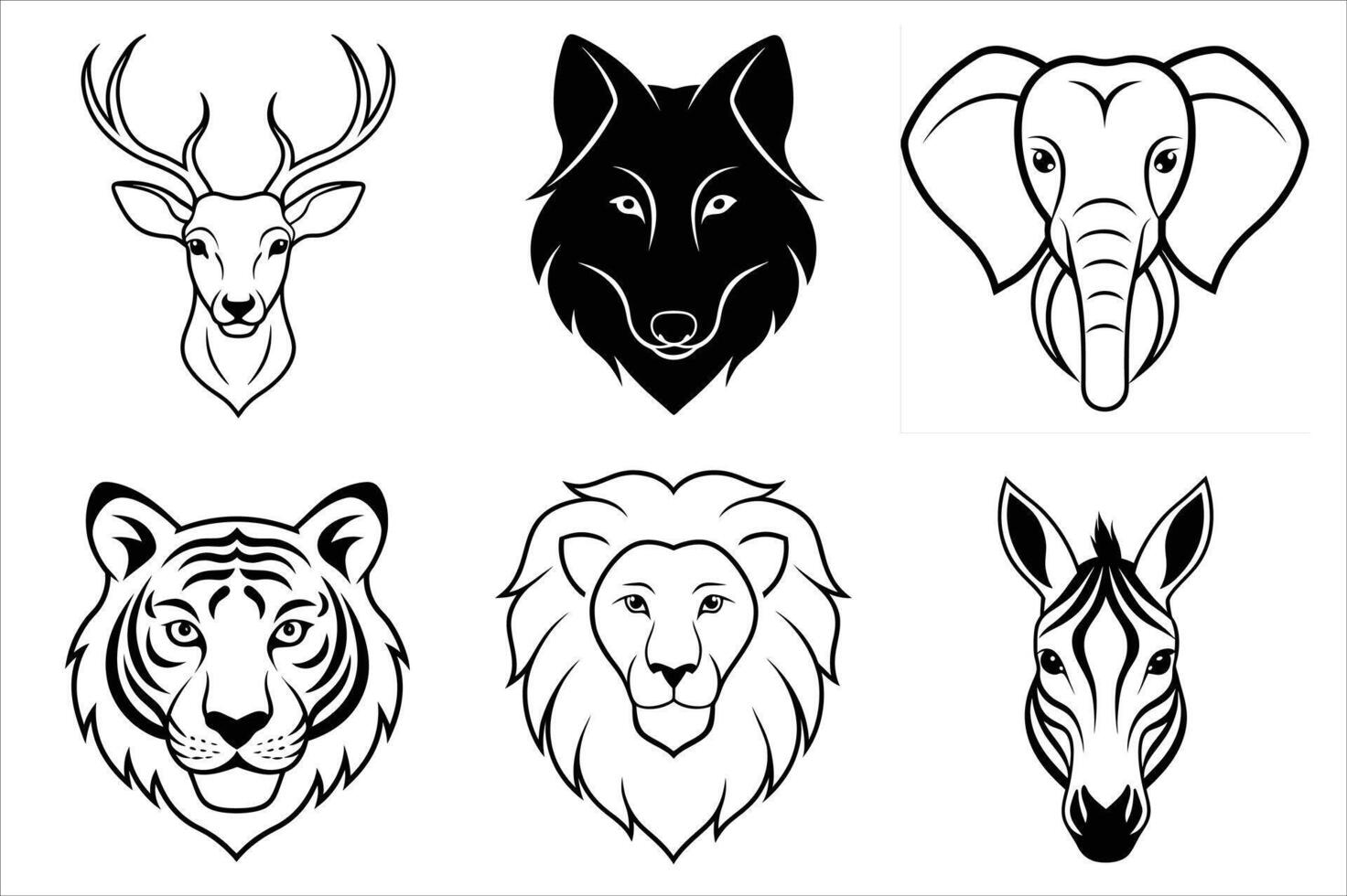 Wild animals head vector