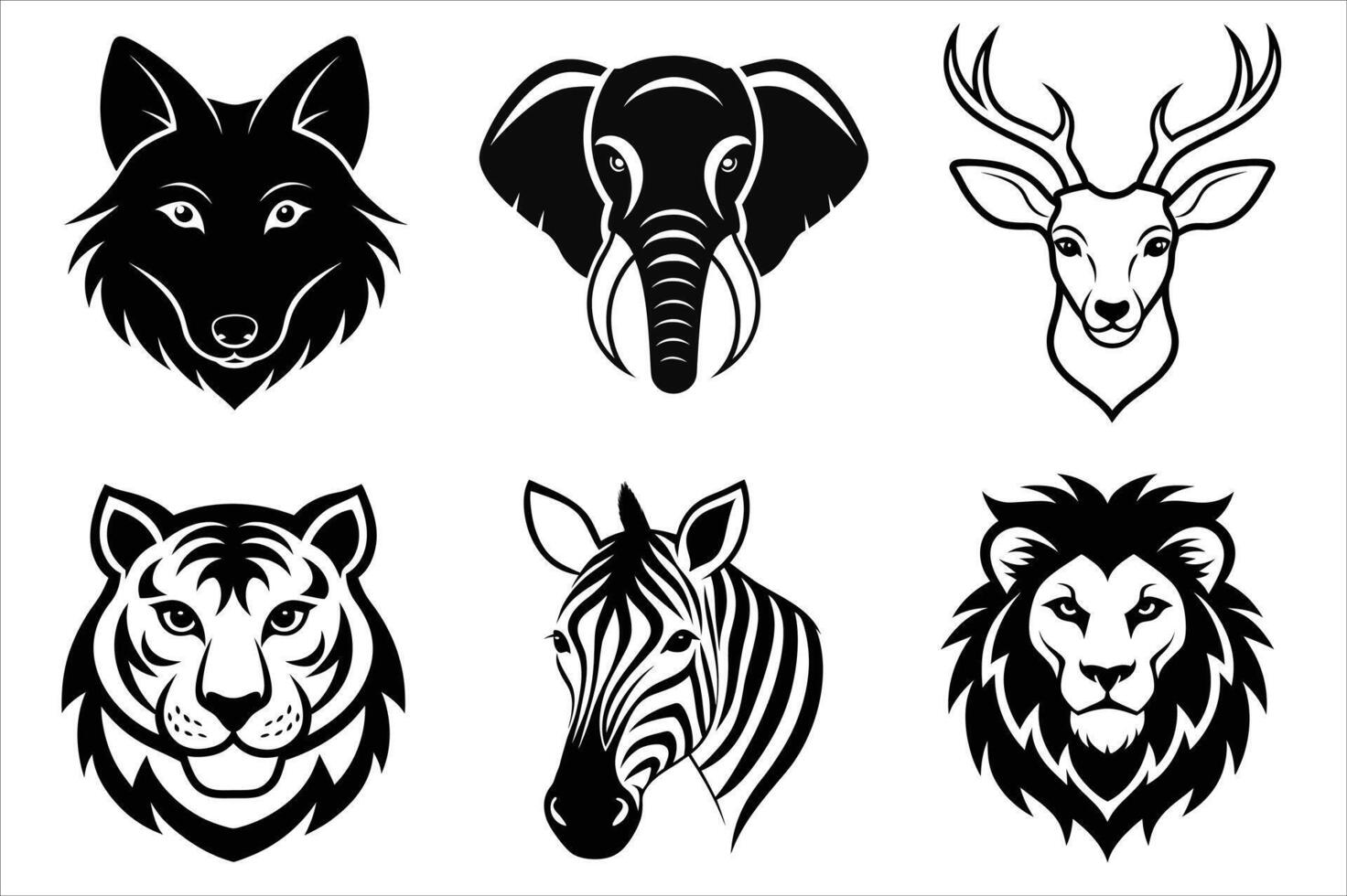Wild animals head vector