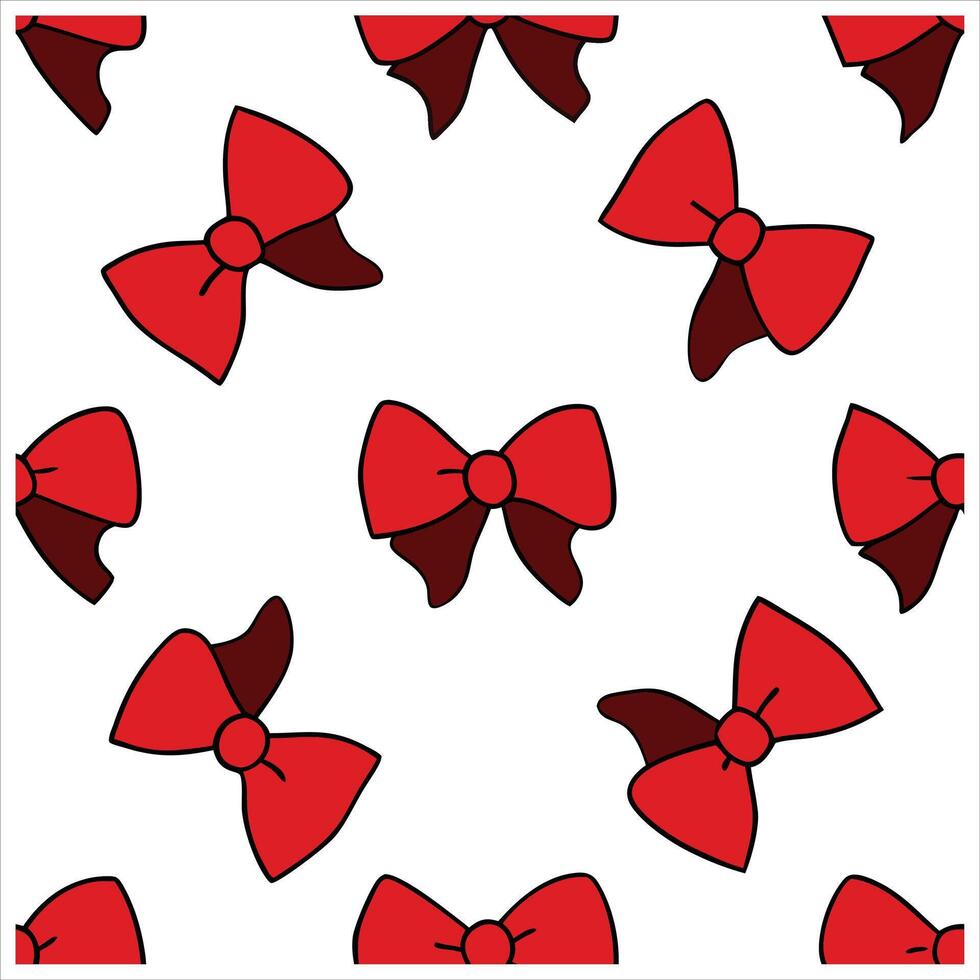 A pattern with red bows on a white background vector