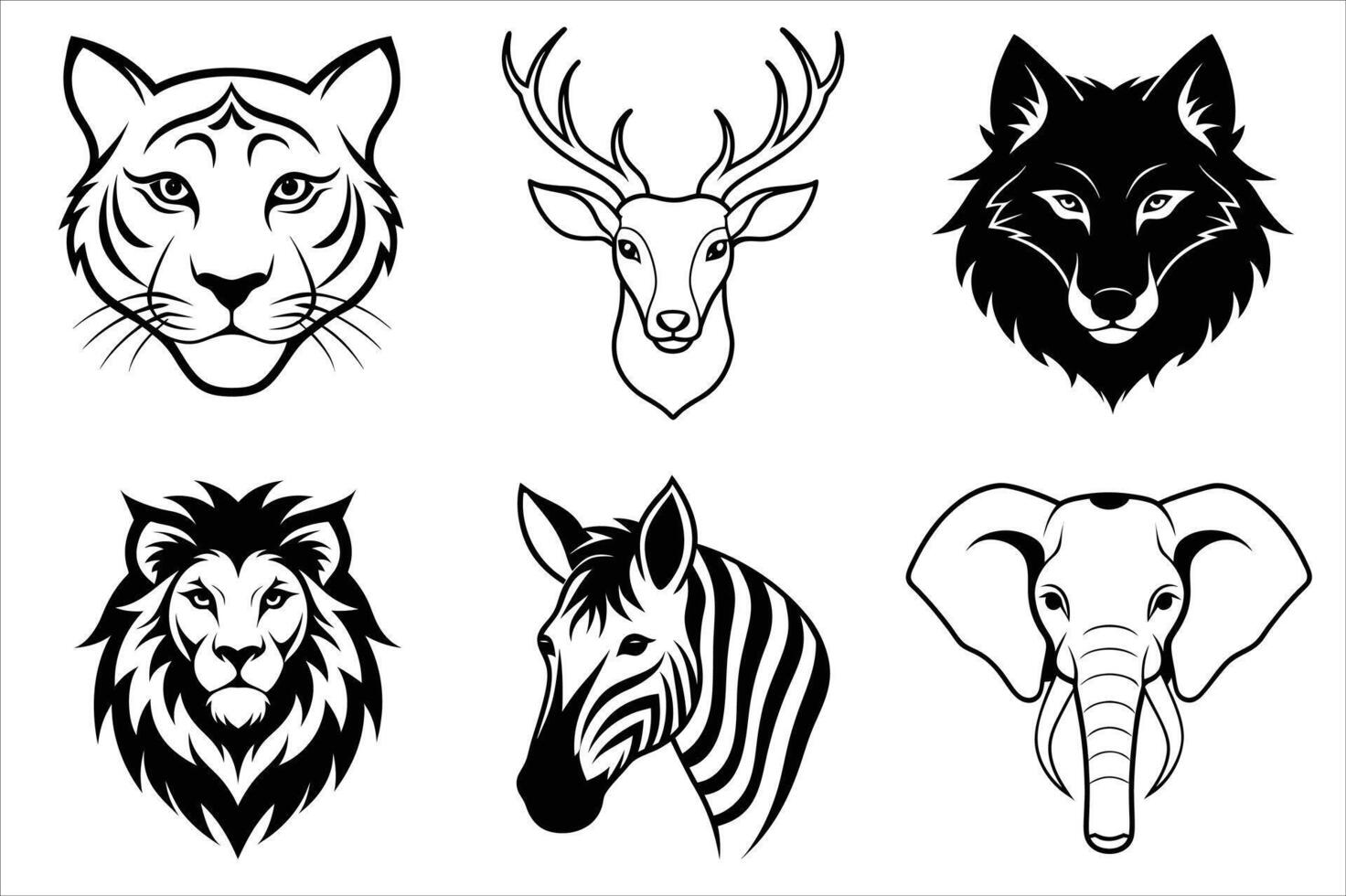 Wild animals head vector