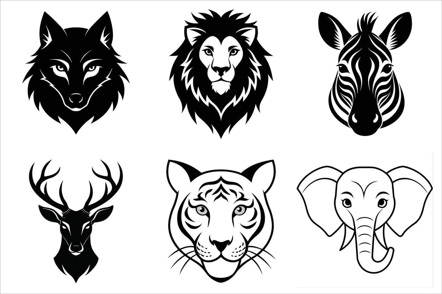 Wild animals head vector