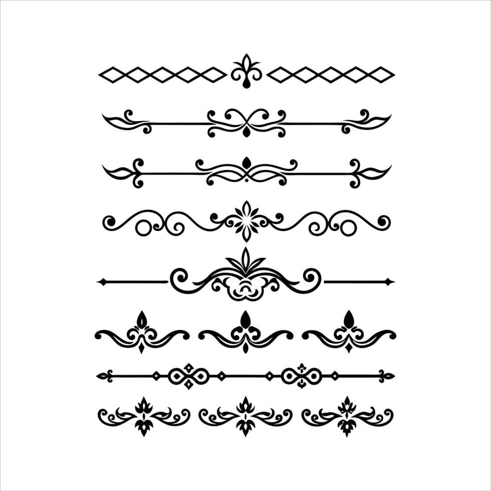 Set of decorative borders and scroll elements vector