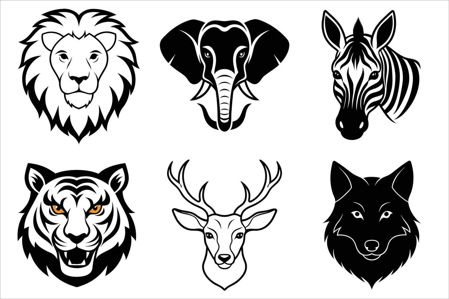 Wild animals head vector
