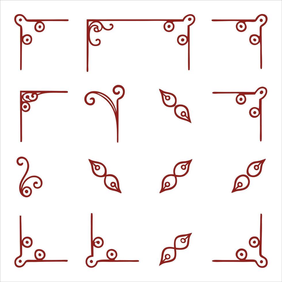 Set of decorative corner elements vector
