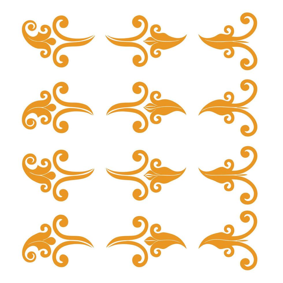 A set of decorative orange swirls on a white background vector