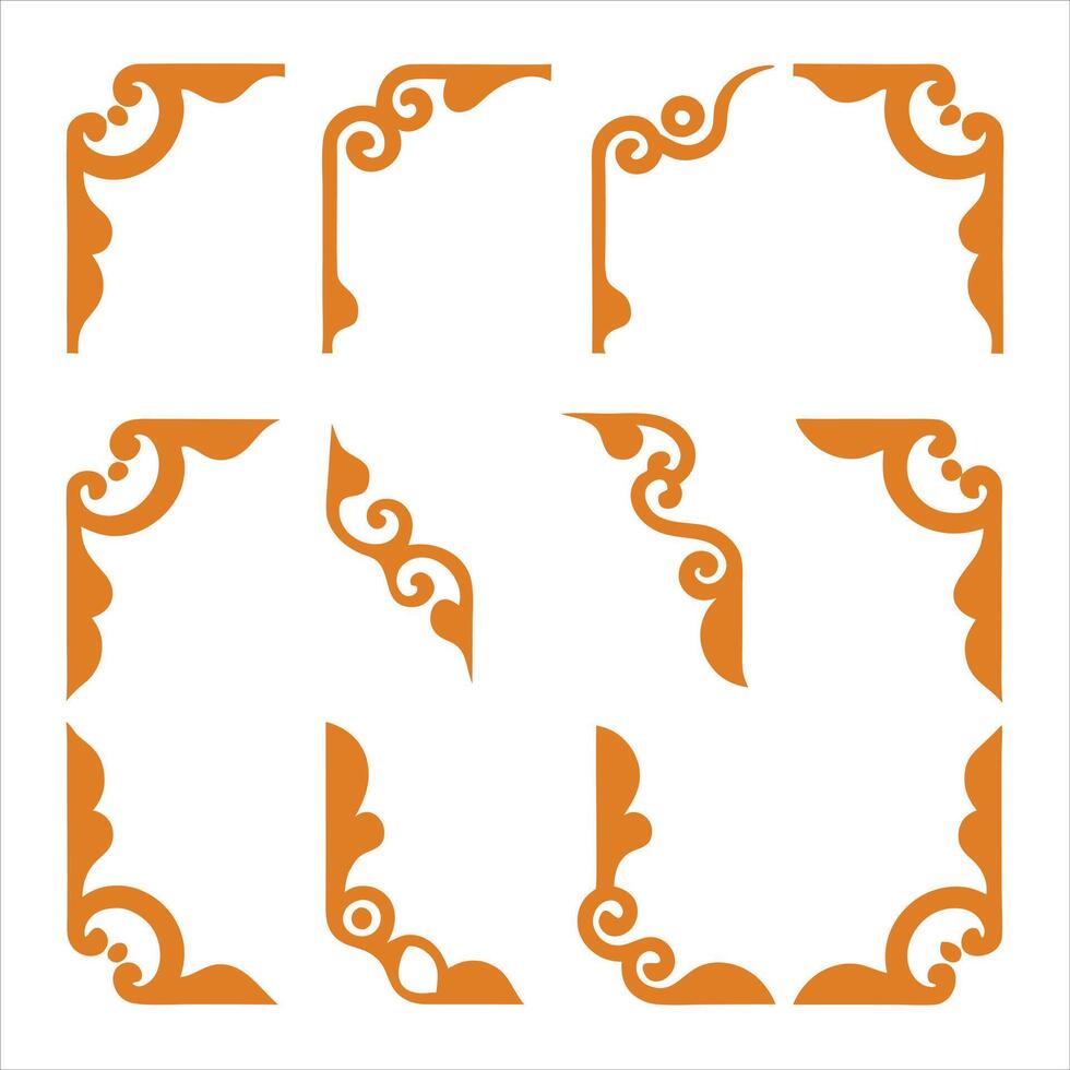 An orange frame with swirls and curlicues vector