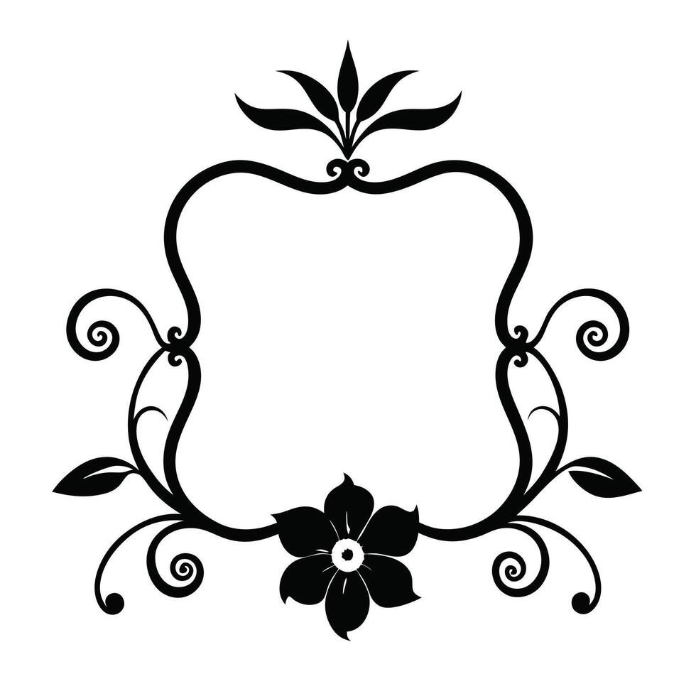 A black and white floral frame with a flower vector