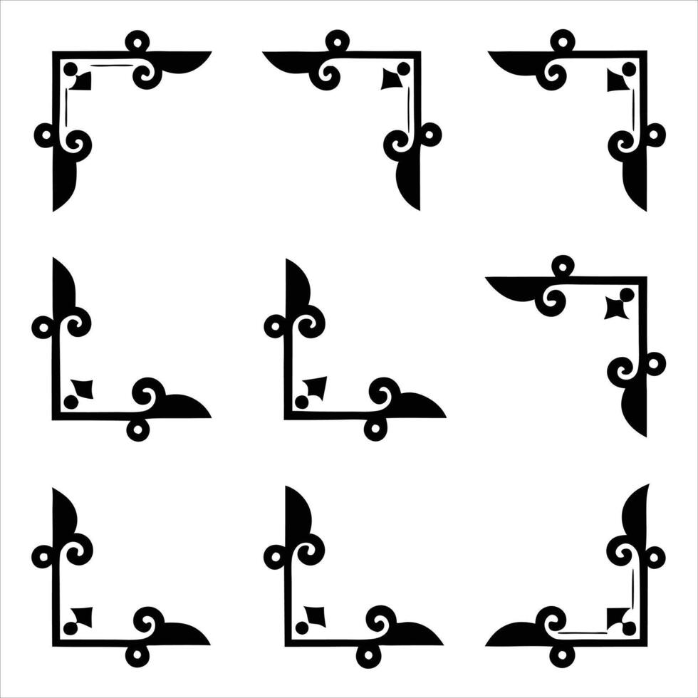 Four black and white decorative corner frames vector