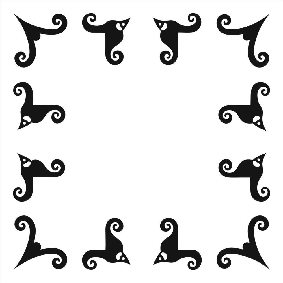 A black and white square with a design vector