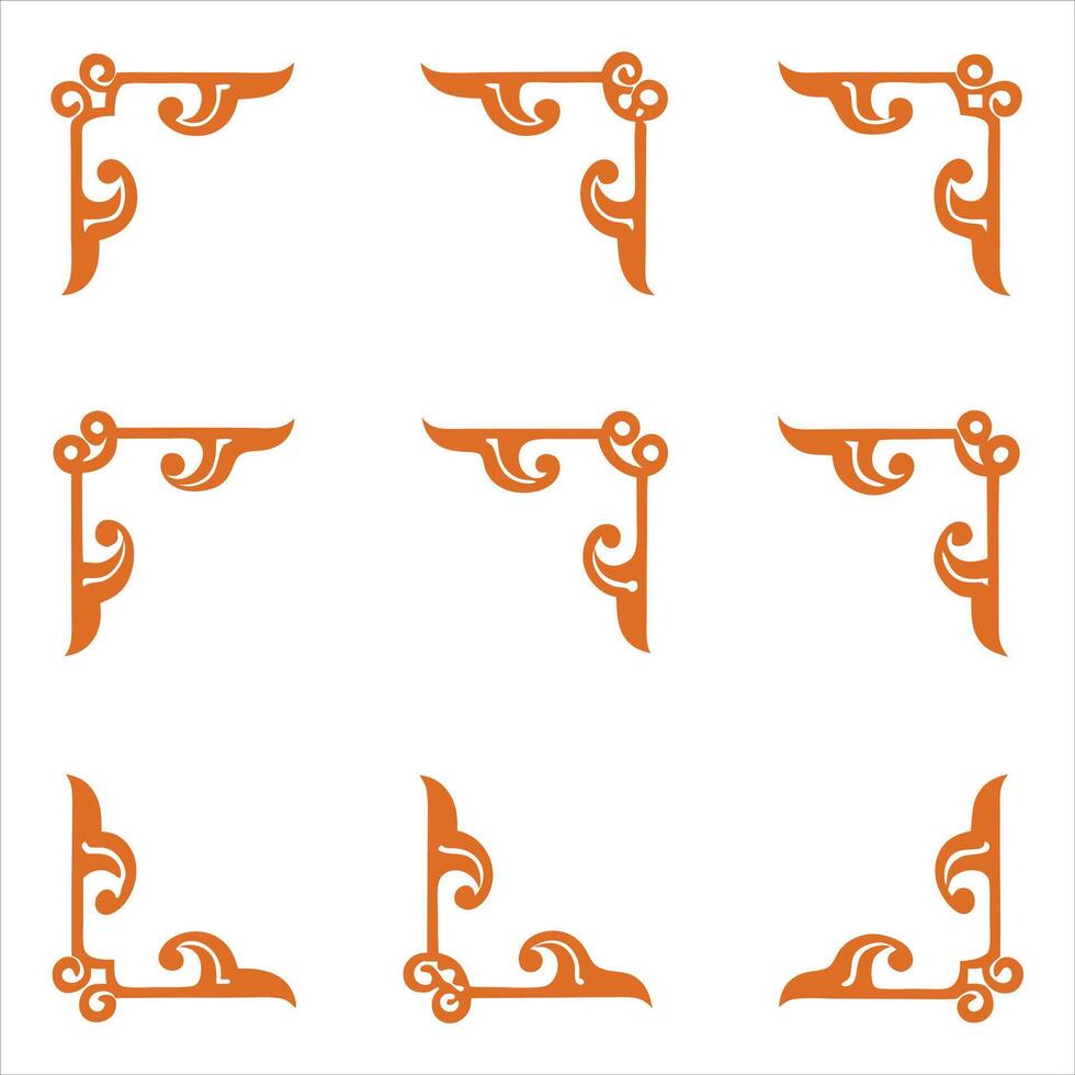 Orange decorative corner brackets vector