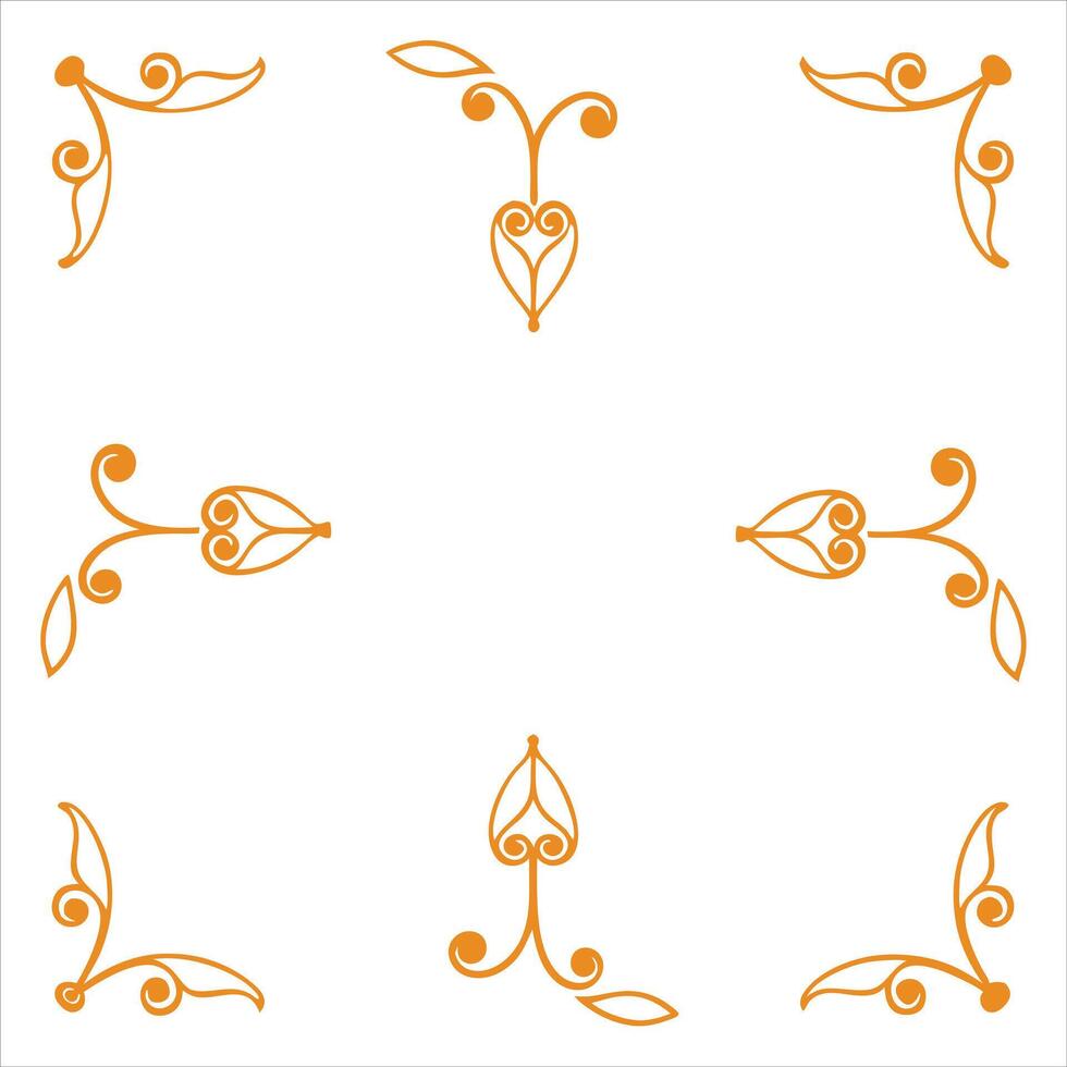 A set of decorative orange flowers on a white background vector
