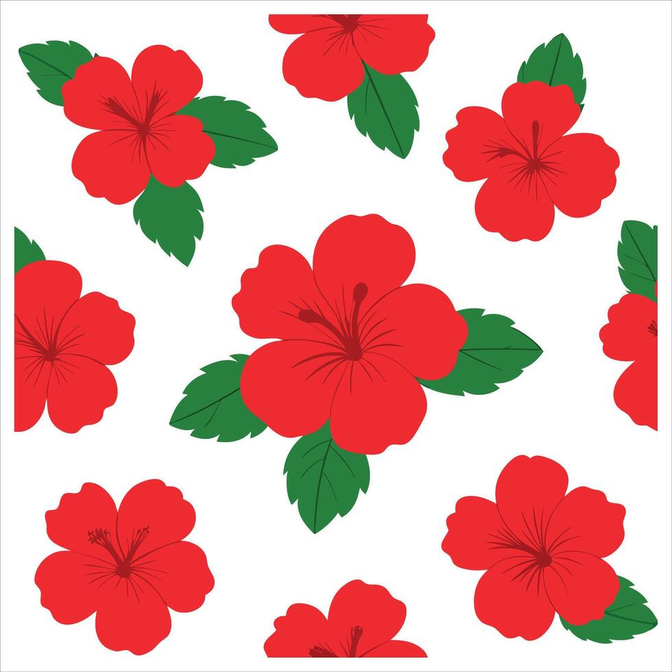 Red hibiscus flowers on white background vector