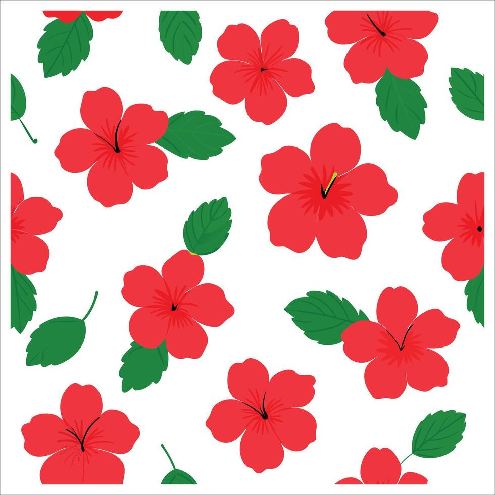 Red hibiscus flowers on white background vector