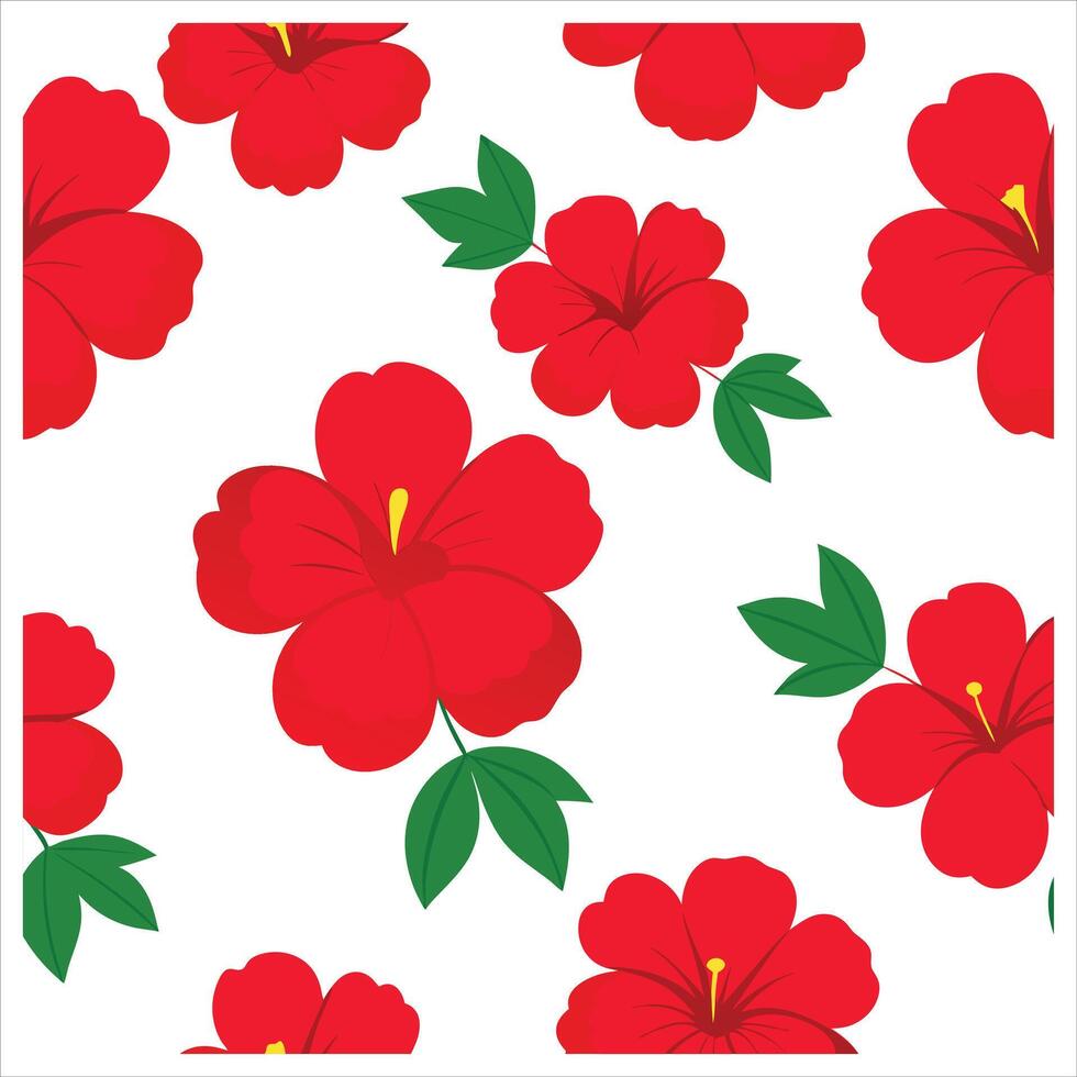 Red hibiscus flowers on white background vector