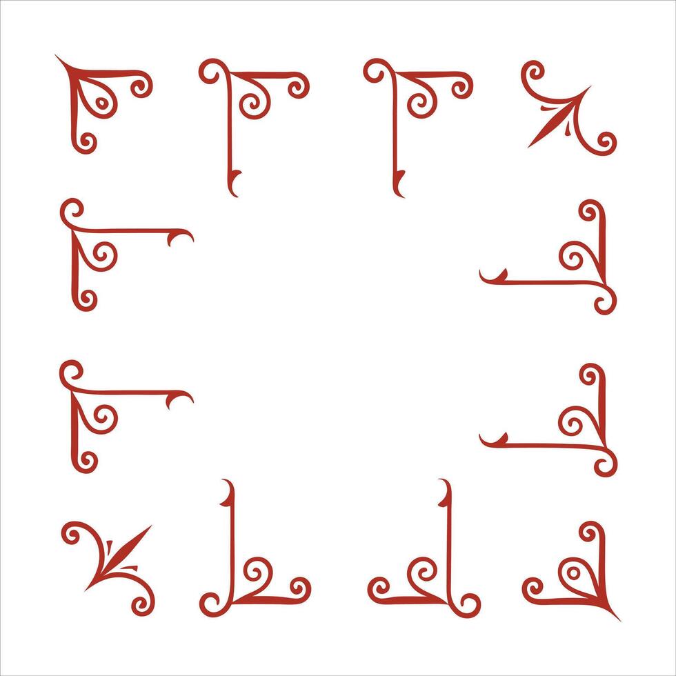 A set of decorative red and white swirls vector
