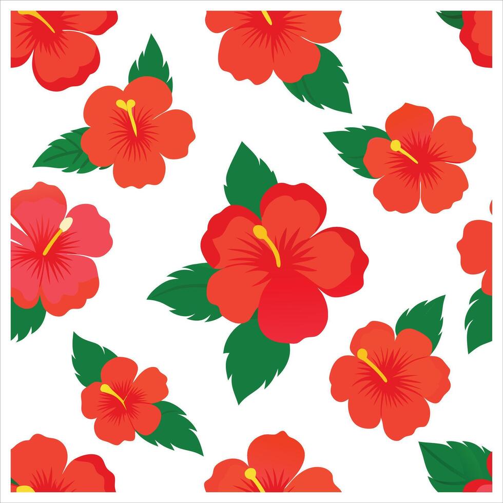 Red hibiscus flowers on white background vector