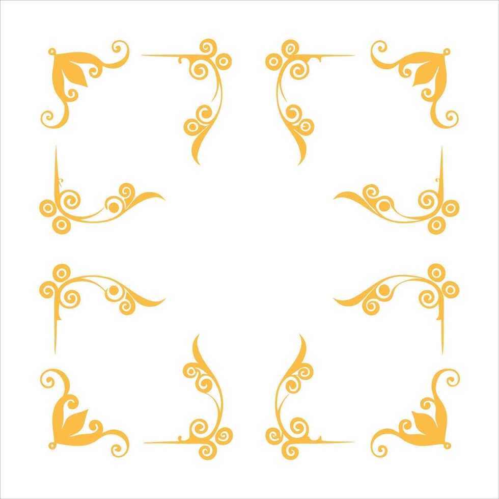 Gold frame with swirls vector