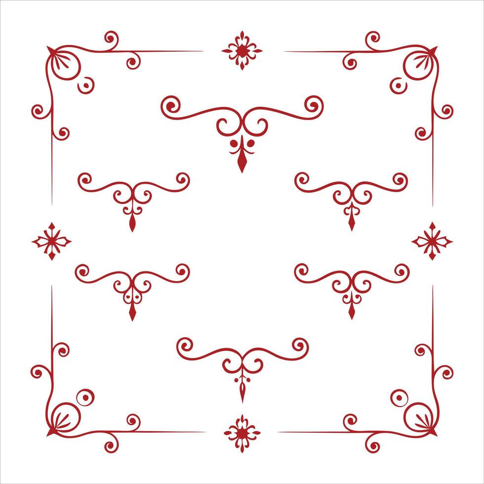 Red decorative frame with swirls vector