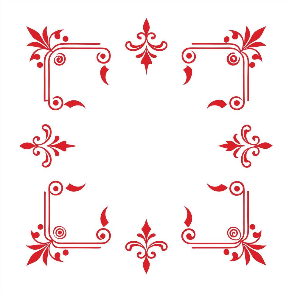 Red decorative frame on white background vector