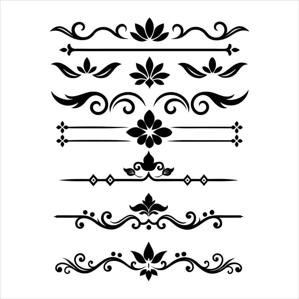 A set of decorative floral designs vector