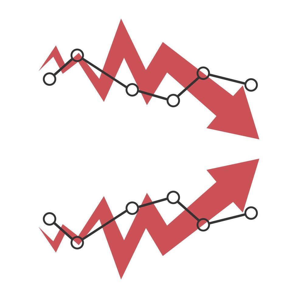Fall and recovery chart, statistics arrow. illustration. vector