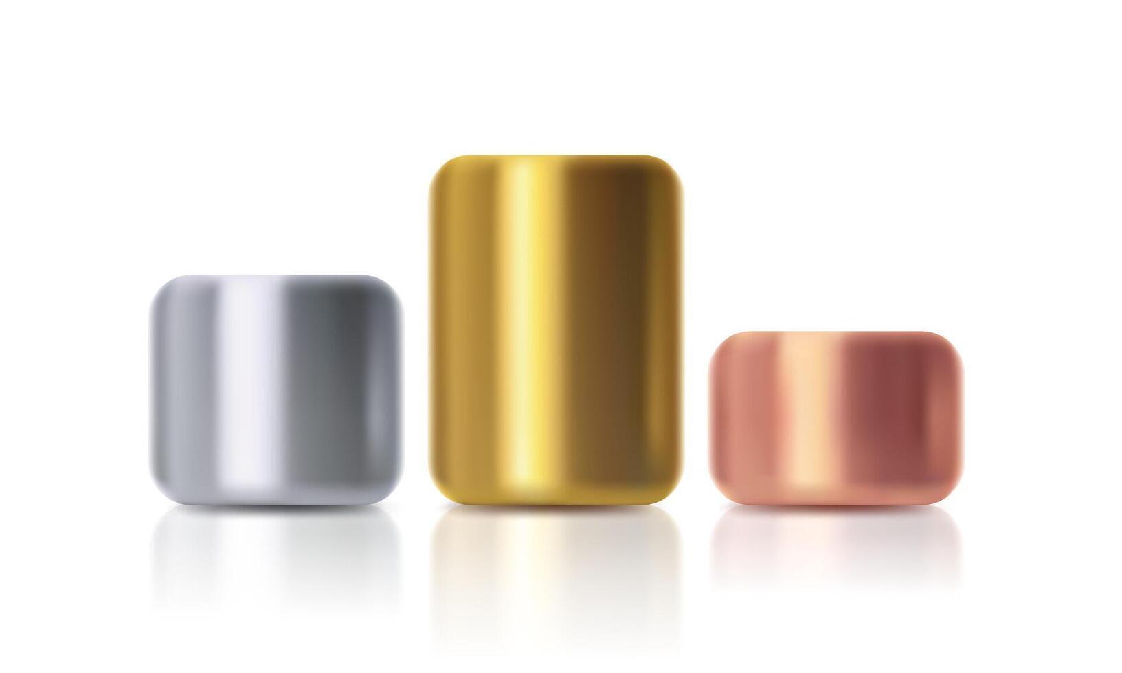 Illustration of golden, silver and bronze podiums on isolated background. vector