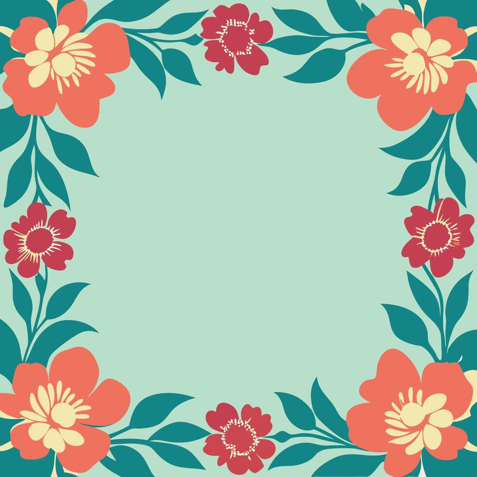 Decorative colorful flowers frame vector