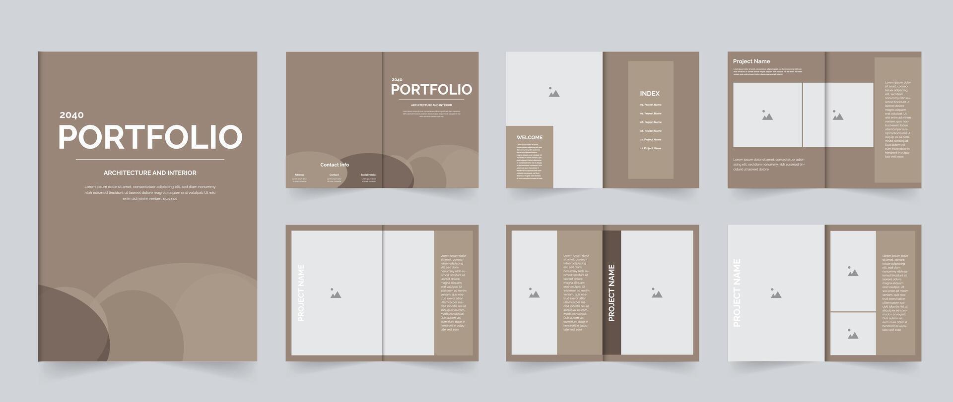 Professional architecture and interior portfolio design template or architecture and interior portfolio layout design vector