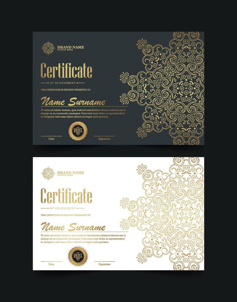 Luxury mandala certificate award diploma vector