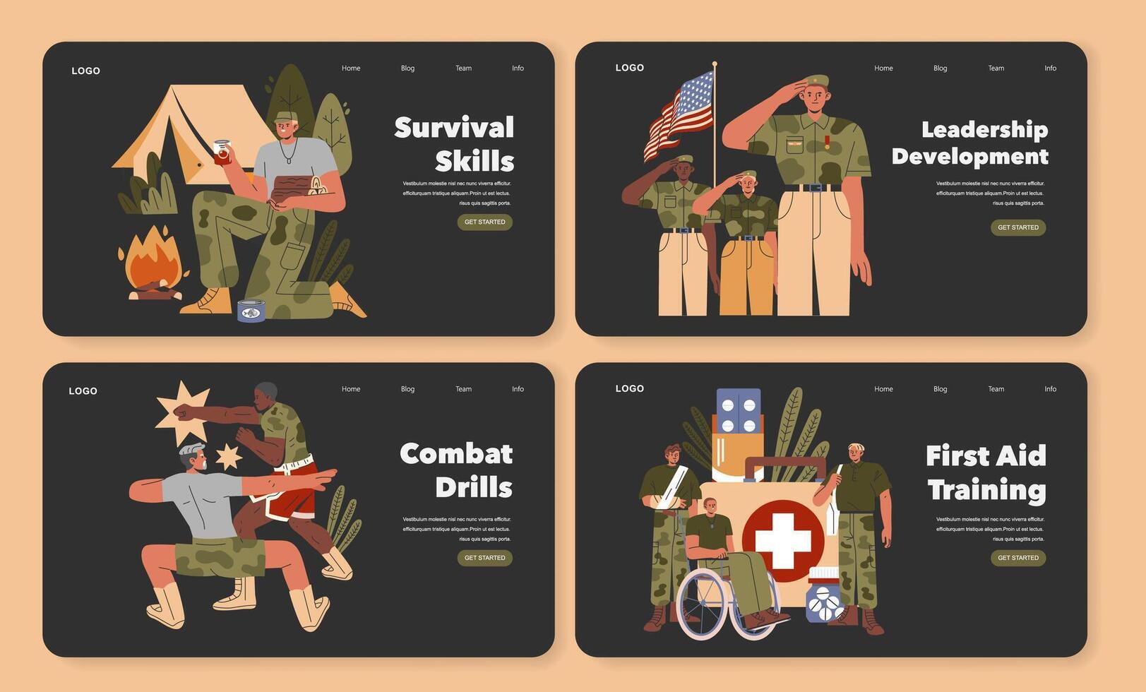 Military Training. Flat Illustration vector