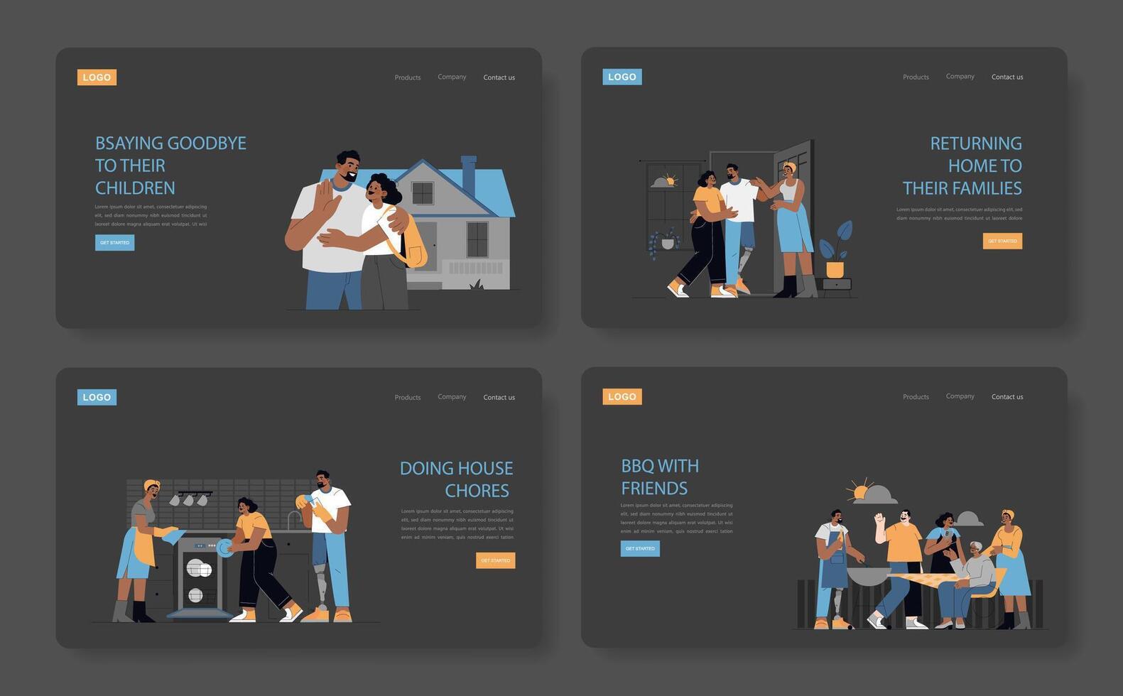 One Day Of Delivery Person. Flat Illustration vector