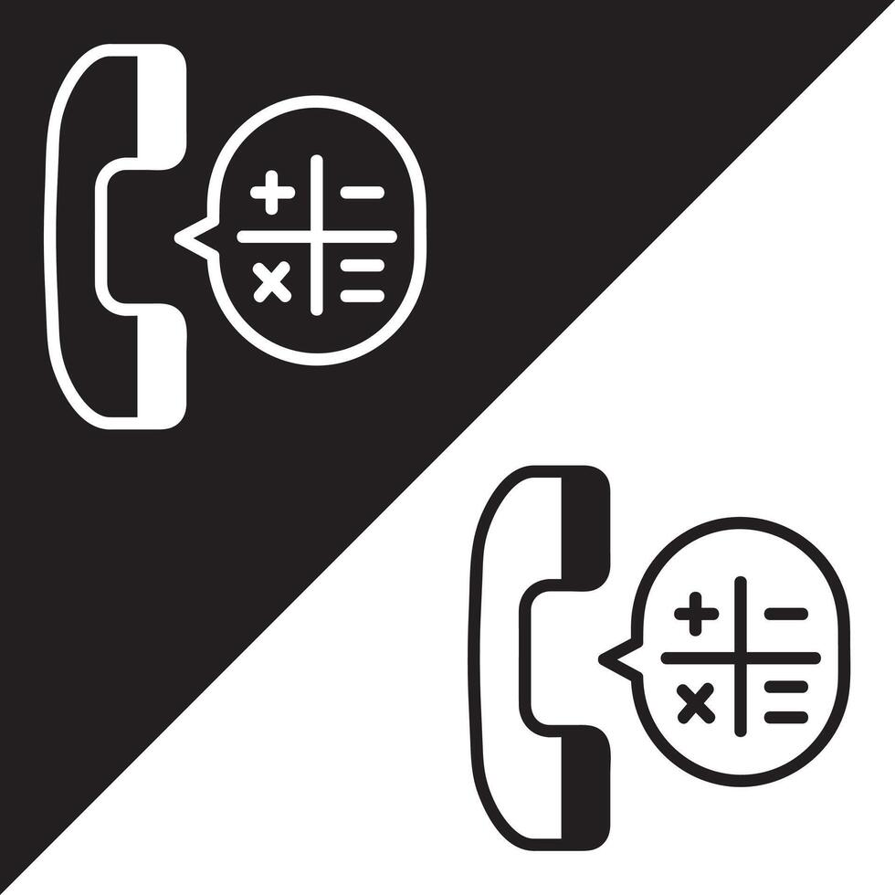 Telephone Icon, isolated on Black and white Background. vector