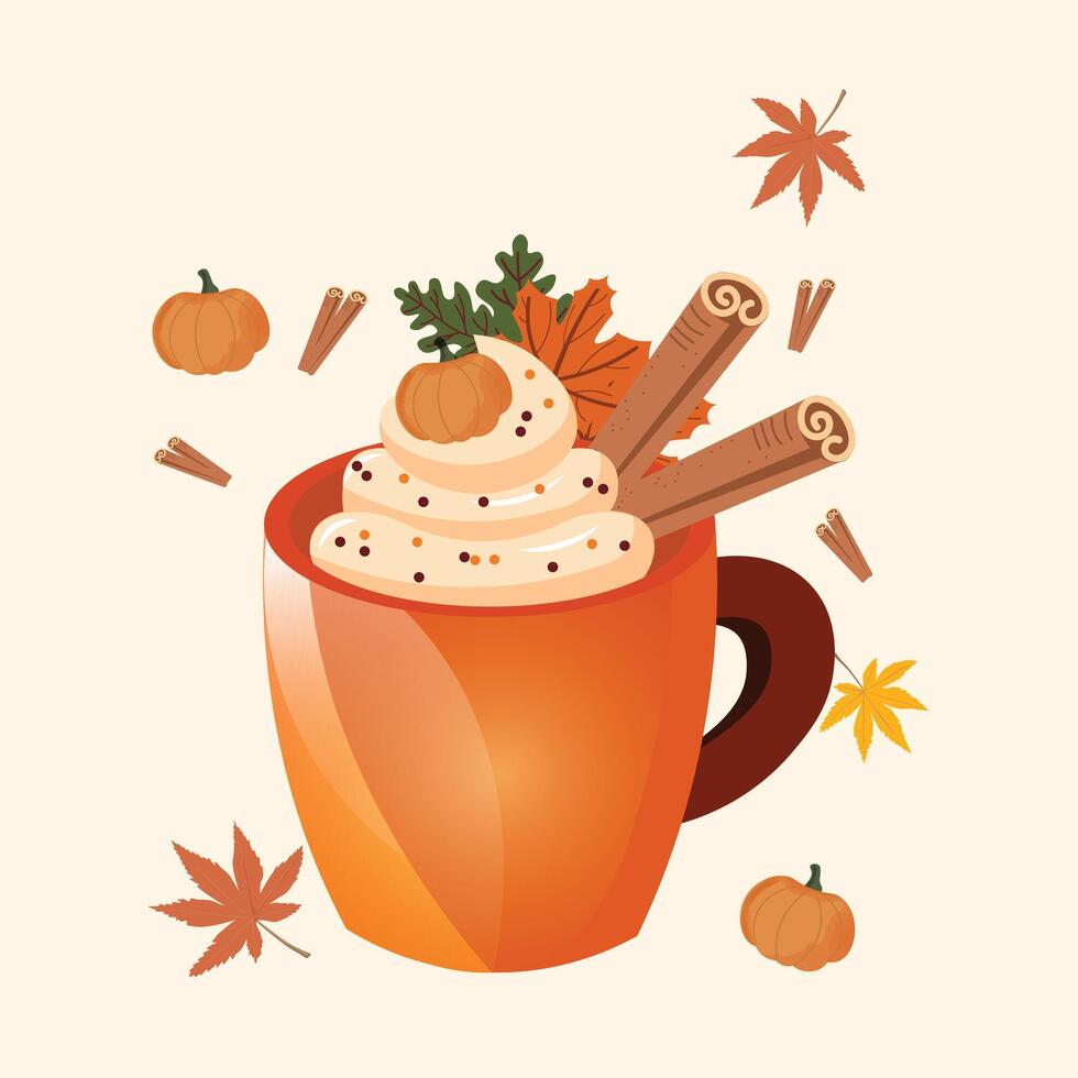 Spicy drink in a mug autumn illustration vector