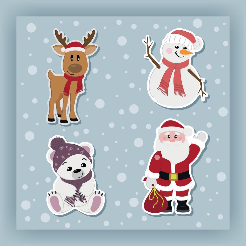 New Year stickers vector