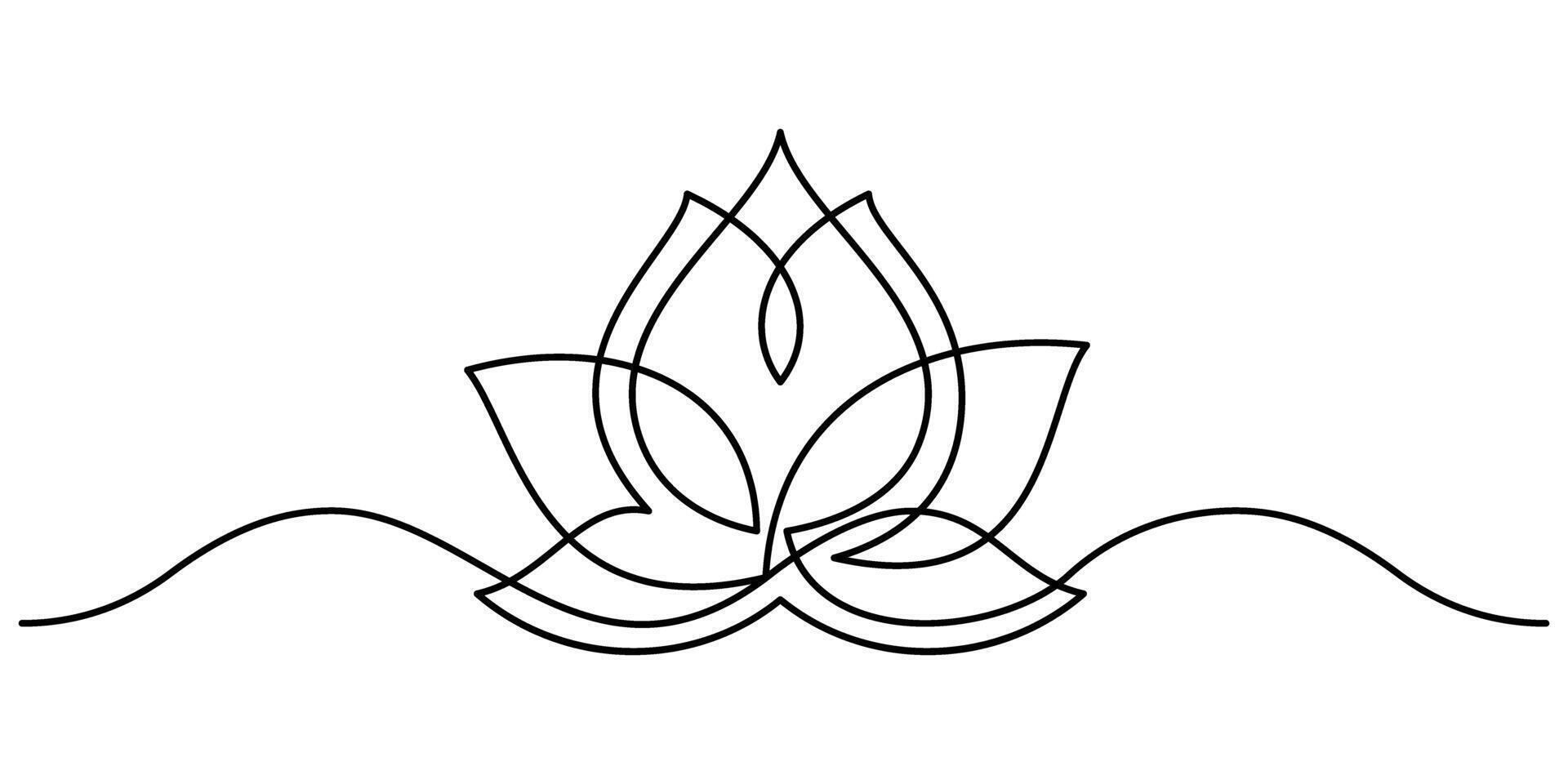 lotus flower water lily divider continuous line drawing seamless vector