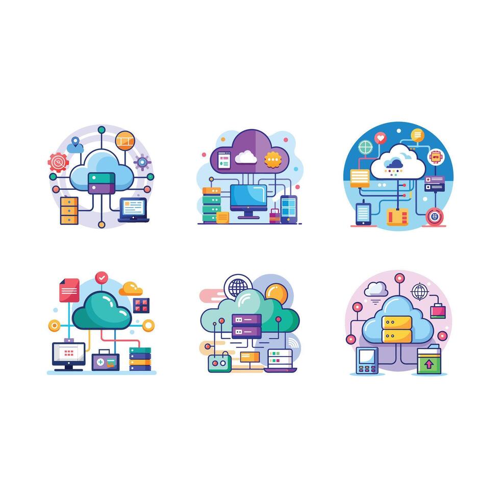 Cloud Computing and Line Art Design vector